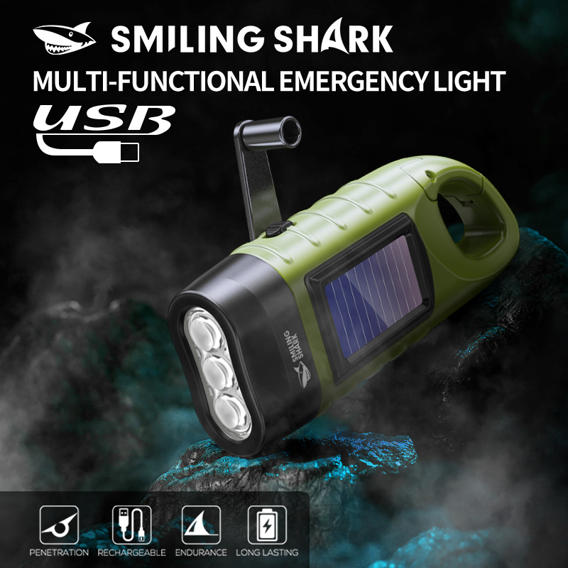 Solar Emergency Charger - 1PC LED Flashlight Solar Hand Crank
