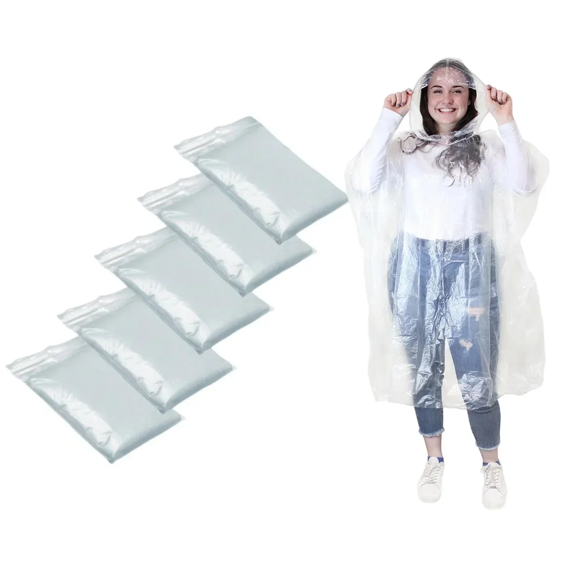 5/10PCS Compact Disposable Rai - Emergency Poncho Rain ulasan dan harga